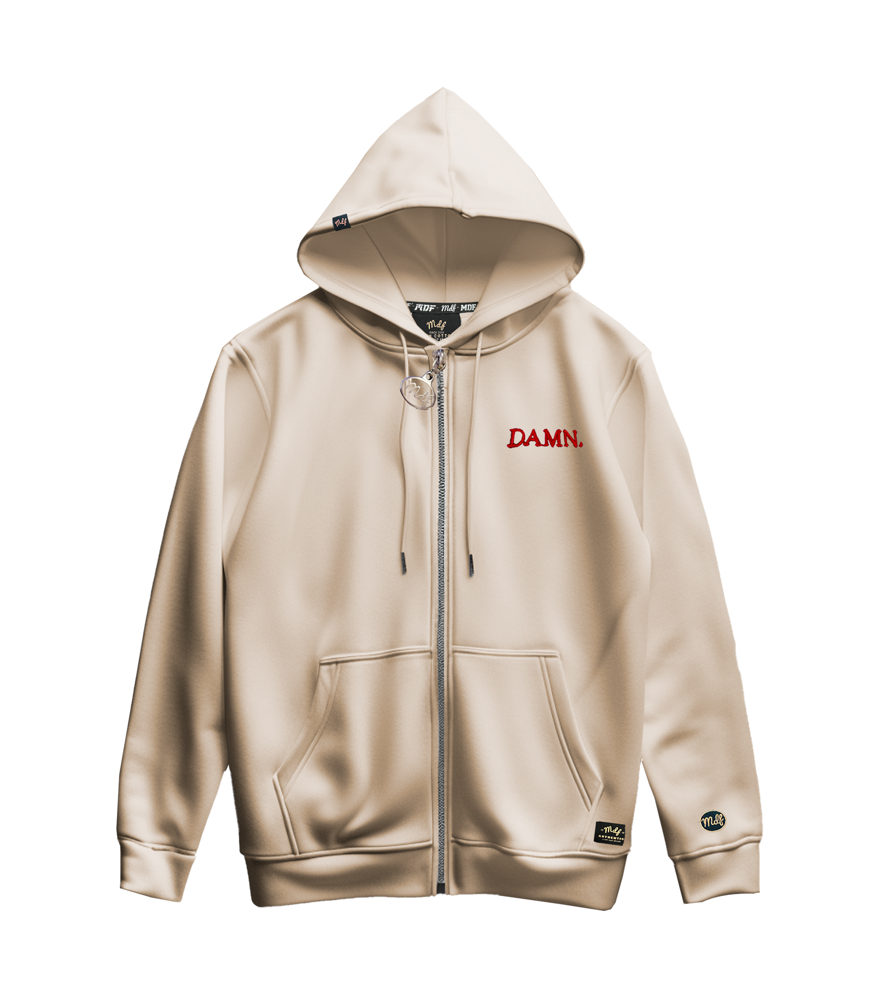 ダムフランク　DAME FRANK Zip upボンディングフーディー　ブルー MDF® Zipper DAMN